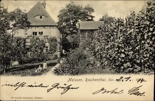 Ak Rauenthal Meißen in Sachsen, Blick auf ein Fachwerkhaus