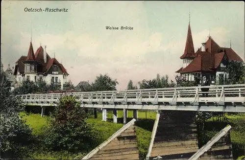 Ak Oetzsch Raschwitz Markkleeberg in Sachsen, Weiße Brücke