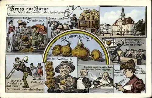 Künstler Litho Borna in Sachsen, Die Unersetzliche, Zwiebelstadt, Rathaus, Zwiebelmarkt