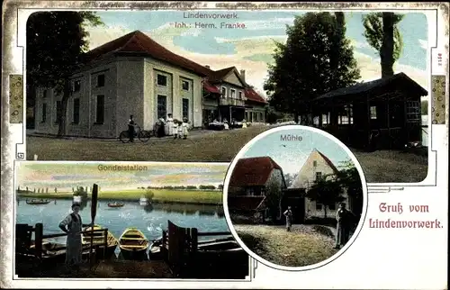 Ak Lindenvorwerk Kohren Sahlis in Sachsen, Mühle, Gondelstation, Gasthaus