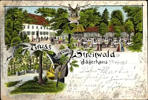 Litho Streitwald Frohburg in Sachsen, Gasthaus Jägerhaus