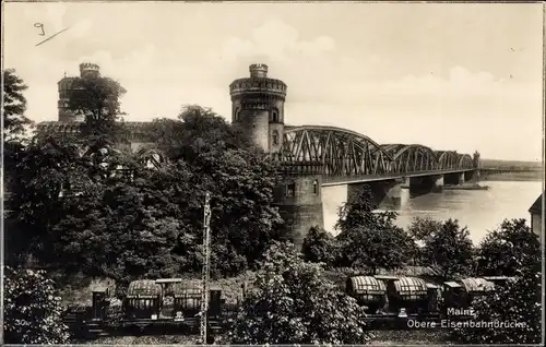 Ak Mainz am Rhein, Obere Eisenbahnbrücke