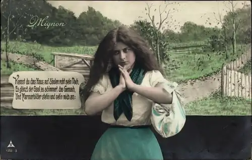 Ak Mignon, Kennst du das Haus, auf Säulen ruht sein Dach, Frauenportrait