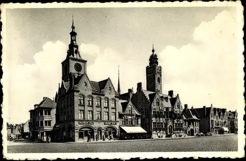 Ak Dixmude Dixmude Westflandern, Grande Place, Rue aux Poulets