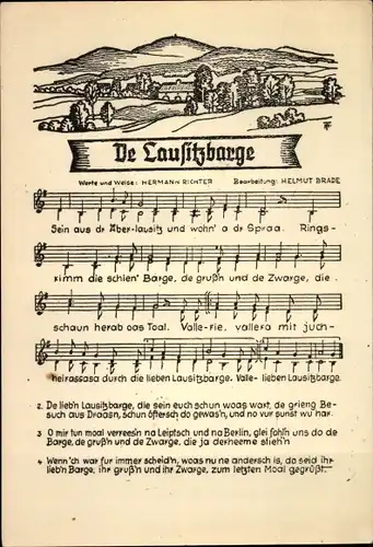 Lied Ak De Lausitzbarge von Hermann Richter, Mundart