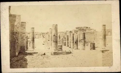 CdV Pompei Campania, Fontana del Foro, Ruinen, Säulen, 1869