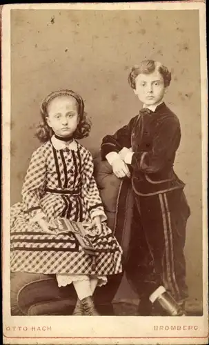 CdV Bydgoszcz Bromberg Westpreußen, Junge und Mädchen, Portrait