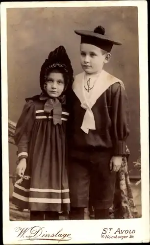 CdV Saint Avold Moselle, Junge im Matrosenanzug, Mädchen, Portrait