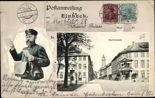 Passepartout Ak Einbeck in Niedersachsen, Marktstraße, Postbote, Postanweisung