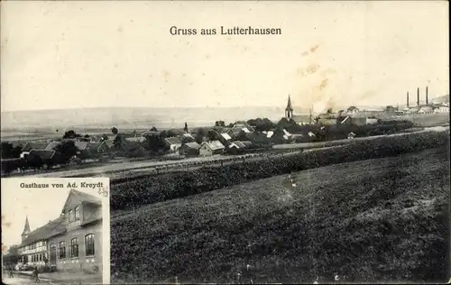 Ak Lutterhausen Hardegsen Niedersachsen, Totalansicht, Gasthaus