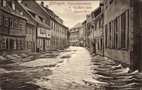 Ak Göttingen in Niedersachsen, Hochwasser 1909, Neustadt No. 14