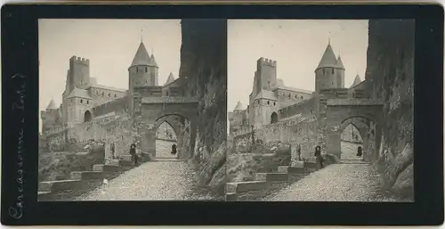 Stereo Foto Carcassonne Aude, Schloss, Tor