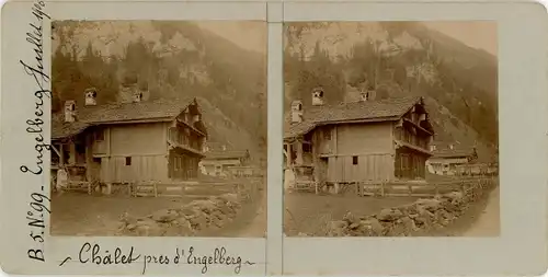 Stereo Foto Engelberg Kt. Obwalden Schweiz, Chalet, 1900