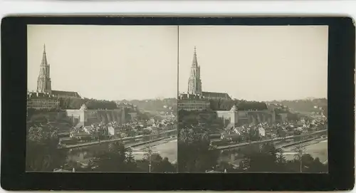 Stereo Foto Bern Stadt Schweiz, Teilansicht, Kathedrale, 1908