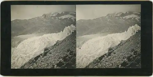Stereo Foto Kanton Wallis, Rhone Gletscher, 1908