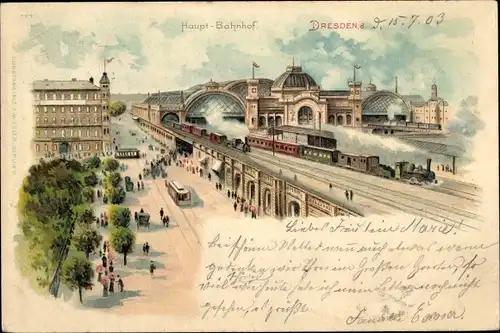 Litho Dresden Altstadt Seevorstadt, Hauptbahnhof