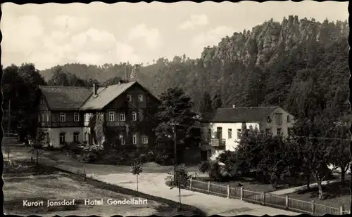 Ak Jonsdorf in Sachsen, Hotel Gondelfahrt, Nonnenfelsen