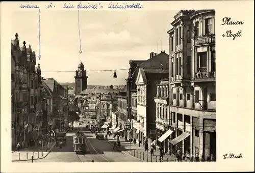 Ak Plauen im Vogtland, Bahnhofstraße, Straßenbahn