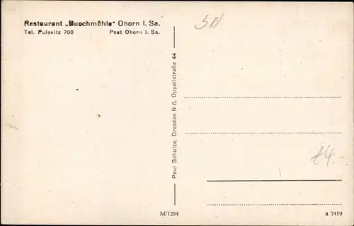 Ak Ohorn in Sachsen, Restaurant Buschmühle