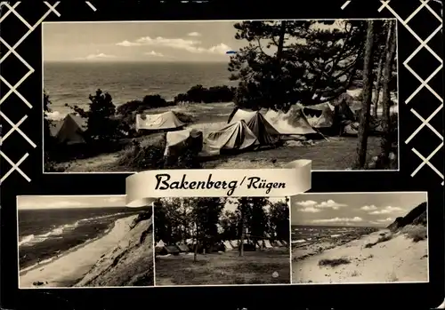 Ak Bakenberg Dranske auf Rügen, Strand, Zeltplatz