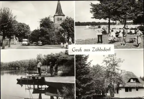 Ak Zühlsdorf Mühlenbecker Land Oberhavel, Kirchturm, Seeufer