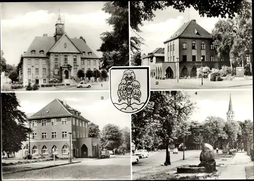 Ak Birkenwerder in Brandenburg, Rathaus, Blick vom Bahnhof, Hauptstraße, Wappen
