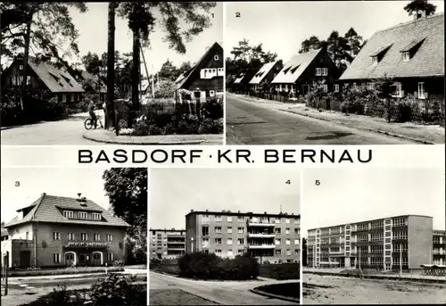 Ak Basdorf Wandlitz, POS, Goethestraße, Waldheimstraße, Hubertus Filmtheater, Erich Weinert Straße