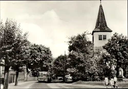 Ak Zühlsdorf Mühlenbecker Land Oberhavel, Dorfstraße, Kirche, Bus