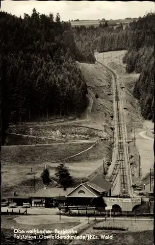 Ak Obstfelderschmiede Mellenbach Glasbach in Thüringen, Talstation, Oberweißbacher Bergbahn