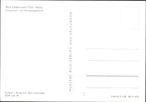 Ak Bad Liebenstein im Thüringer Wald, Diagnostik- und Therapiegebäude