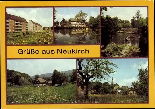 Ak Neukirch in der Lausitz, Neubauten Parkstraße, Gondelteich, Valtenberg, Valtentalbaude
