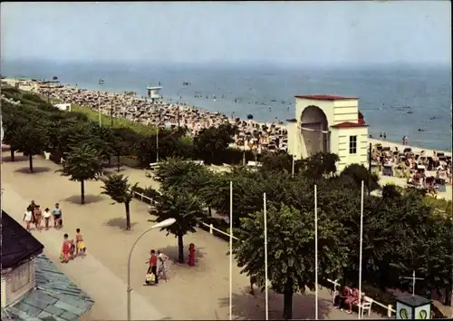 Ak Ostseebad Bansin Heringsdorf auf Usedom, Strand, Promenade, Passanten