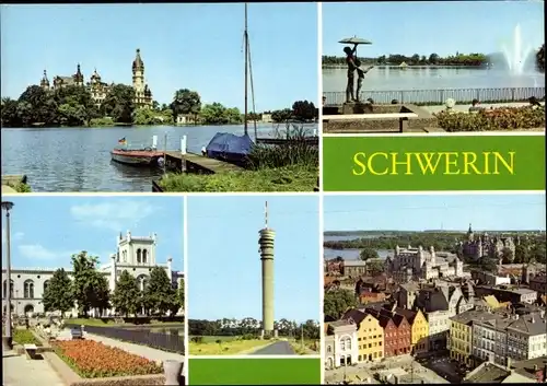 Ak Schwerin in Mecklenburg, Schloss, pädagogisches Institut, Pfaffenteich, Zippendorf Fernsehturm