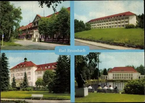 Ak Bad Brambach im Vogtland, Teilansichten, Statue