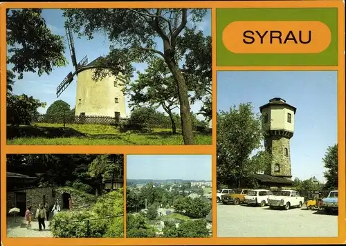 Ak Syrau Rosenbach im Vogtland, Windmühle, Drachenhöhle, Höhlenausgang, Wasserturm