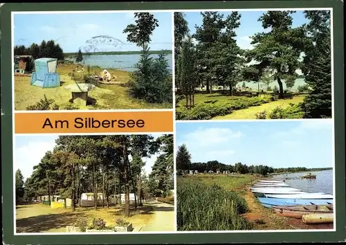 Ak Lohsa in der Oberlausitz, Am Silbersee, Campingplatz, Strand, Boote