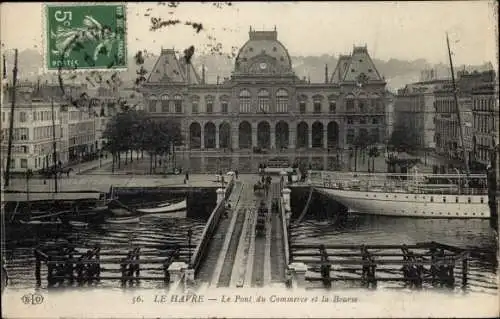 Ak Le Havre Seine Maritime, Pont du Commerce, Bourse