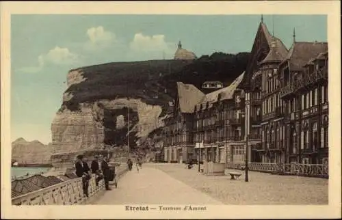 Ak Étretat Seine Maritime, Terrasse d'Amont