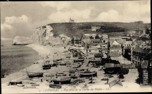 Ak Étretat Seine Maritime, Vue prise de la Cloche du Diable