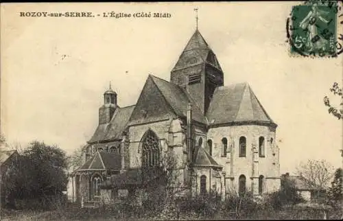 Ak Rozoy-sur-Serre Aisne, Die Kirche