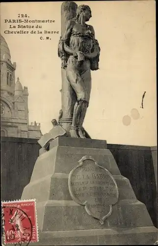 Ak Paris XVIII Montmartre, Statue des Chevalier de la Barre