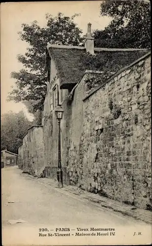 Ak Montmartre Paris, La Rue Saint Vincent, Haus von Heinrich IV