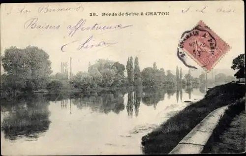 Ak Chatou Yvelines, Ufer der Seine