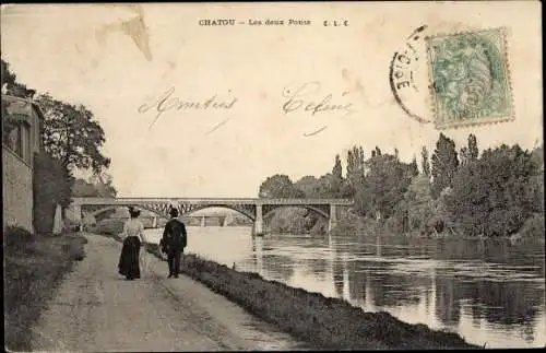 Ak Chatou Yvelines, Les deux Ponts