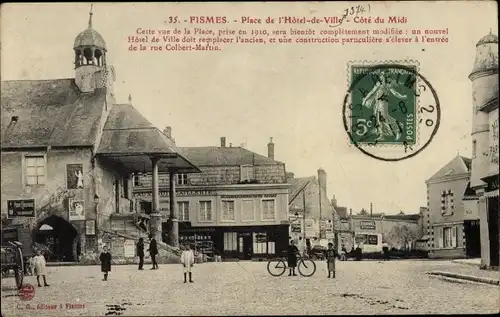 Ak Fismes-Marne, Place de Hôtel de Ville