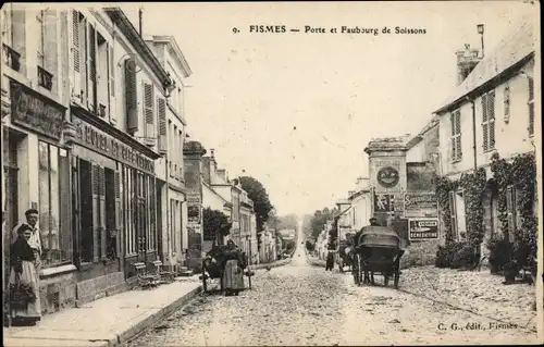 Ak Fismes-Marne, Porte und Faubourg de Soissons