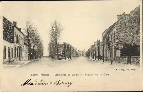 Ak Vertus-Marne, Alte und Neue Avenue de la Gare