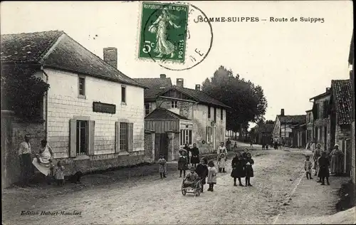 Ak Somme Suippes Marne, Route de Suippes