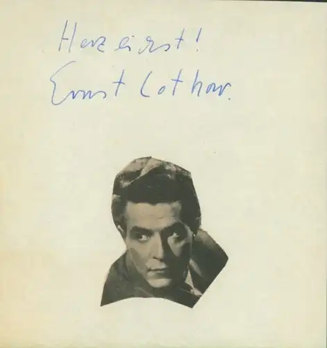 Autogrammkarte Schauspieler Ernst Lothar, Portrait, Autogramm, Else von Möllendorff