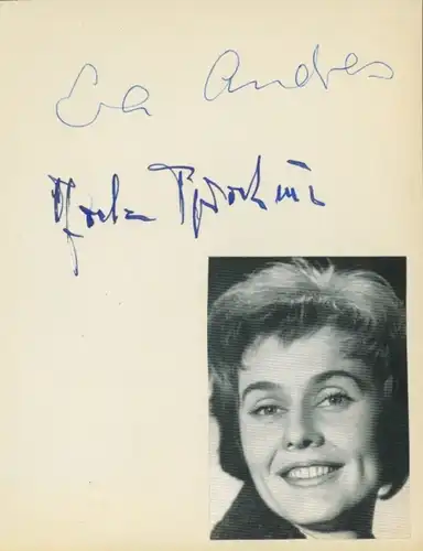 Autogrammkarte Schauspielerin Eva Andres, Portrait, Autogramm, Jochen Brockmann